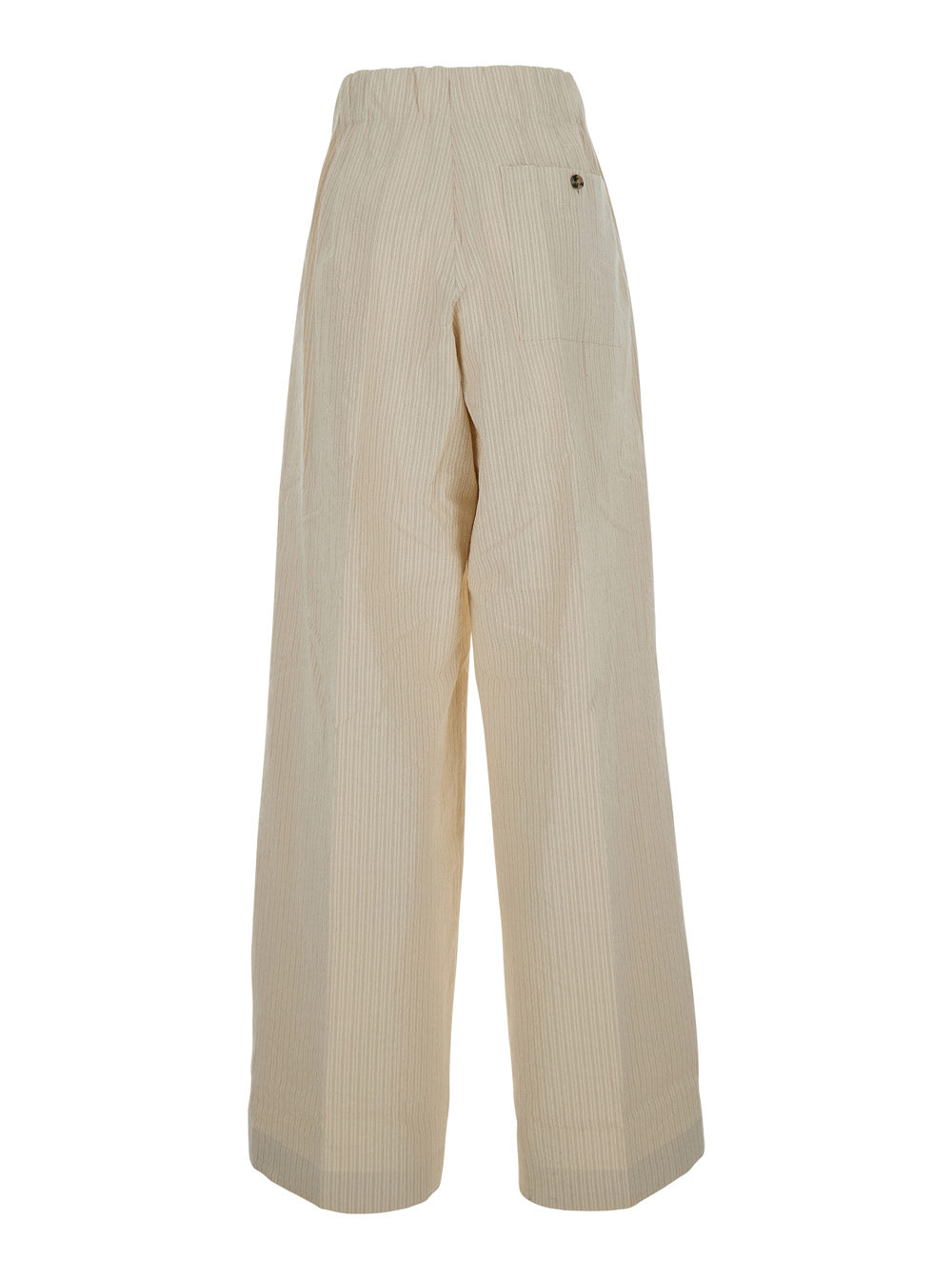 Dries Van Noten Women 'Pila' Beige Pants With Elasticated Waist And All-Over Striped Motif In Cotton For Women DRIES VAN NOTEN