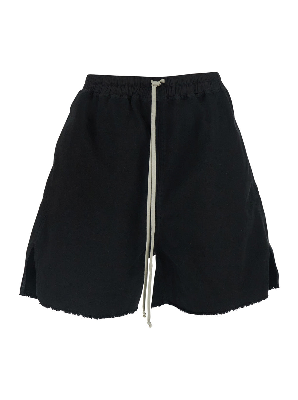 Drkshdw Men Black Shorts With Elasticated Drawstring Waist And Zip At The Back In Cotton For Men DRKSHDW