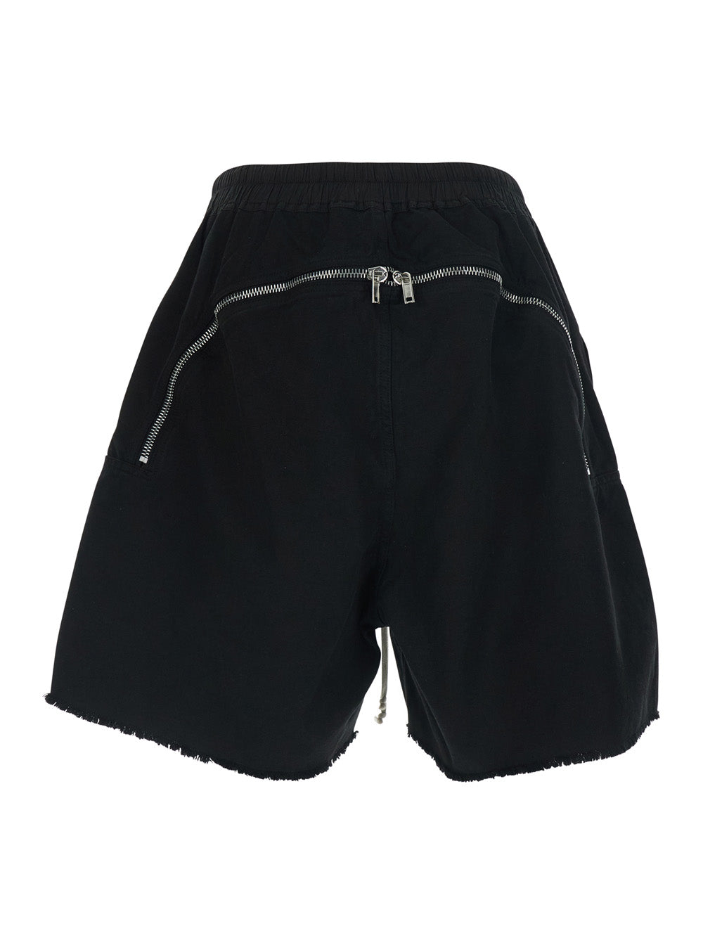 Drkshdw Men Black Shorts With Elasticated Drawstring Waist And Zip At The Back In Cotton For Men DRKSHDW