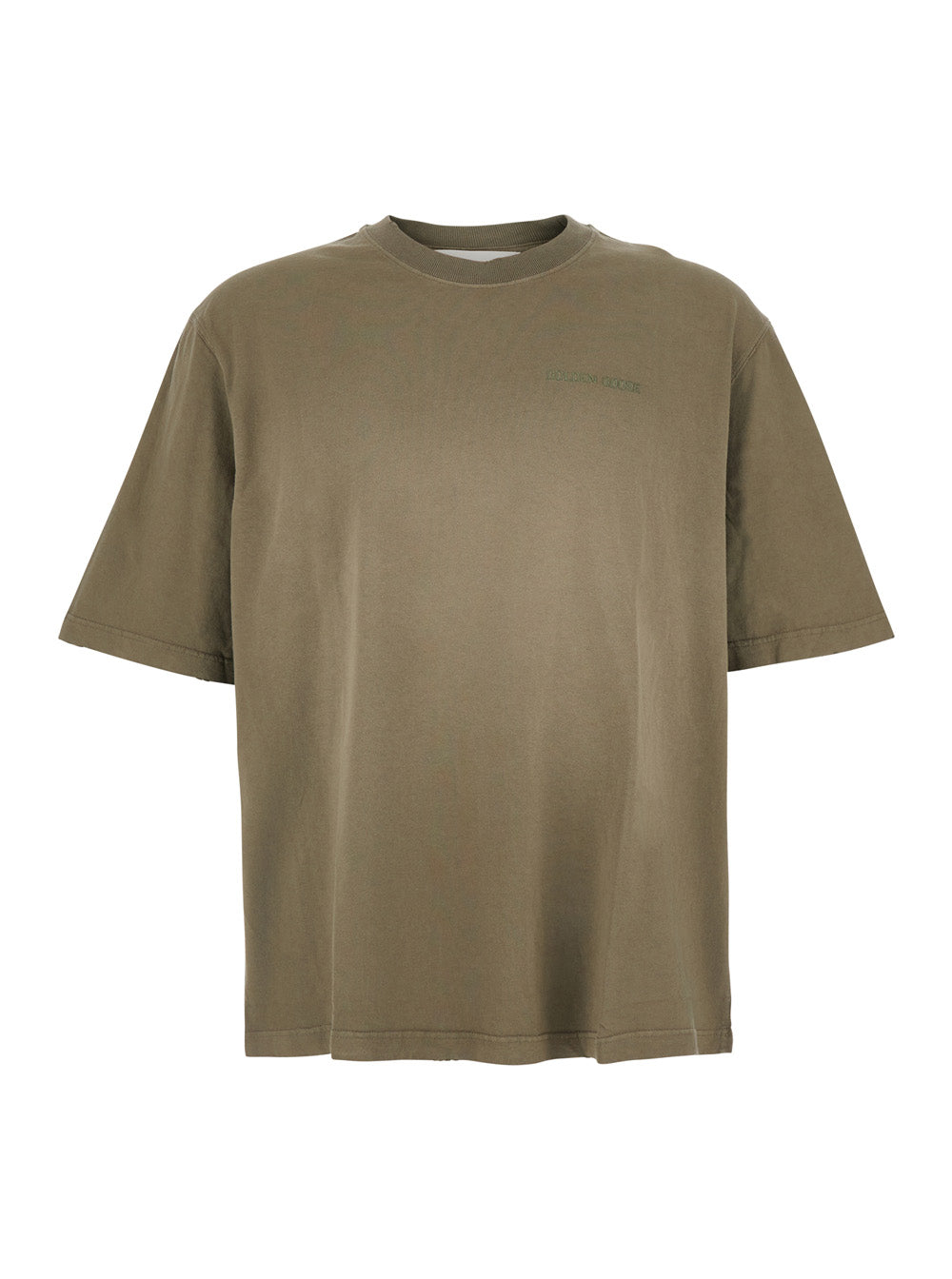 Golden Goose Men Brown Round Neck T-Shirt With Logo Lettering Embroidery On The Front In Cotton For Men GOLDEN GOOSE