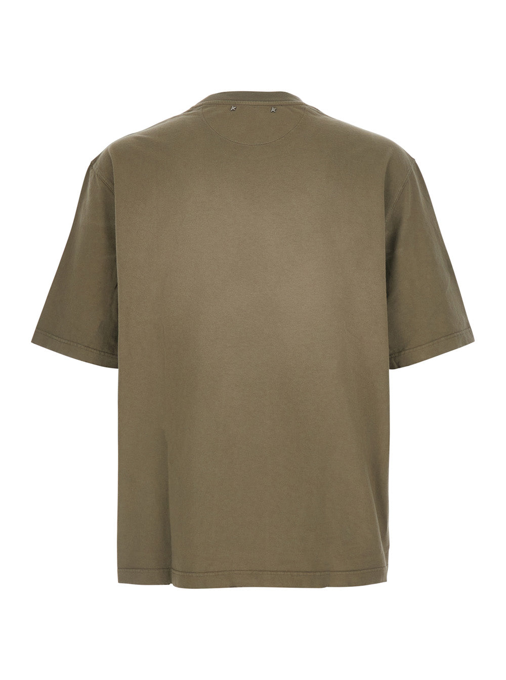 Golden Goose Men Brown Round Neck T-Shirt With Logo Lettering Embroidery On The Front In Cotton For Men GOLDEN GOOSE
