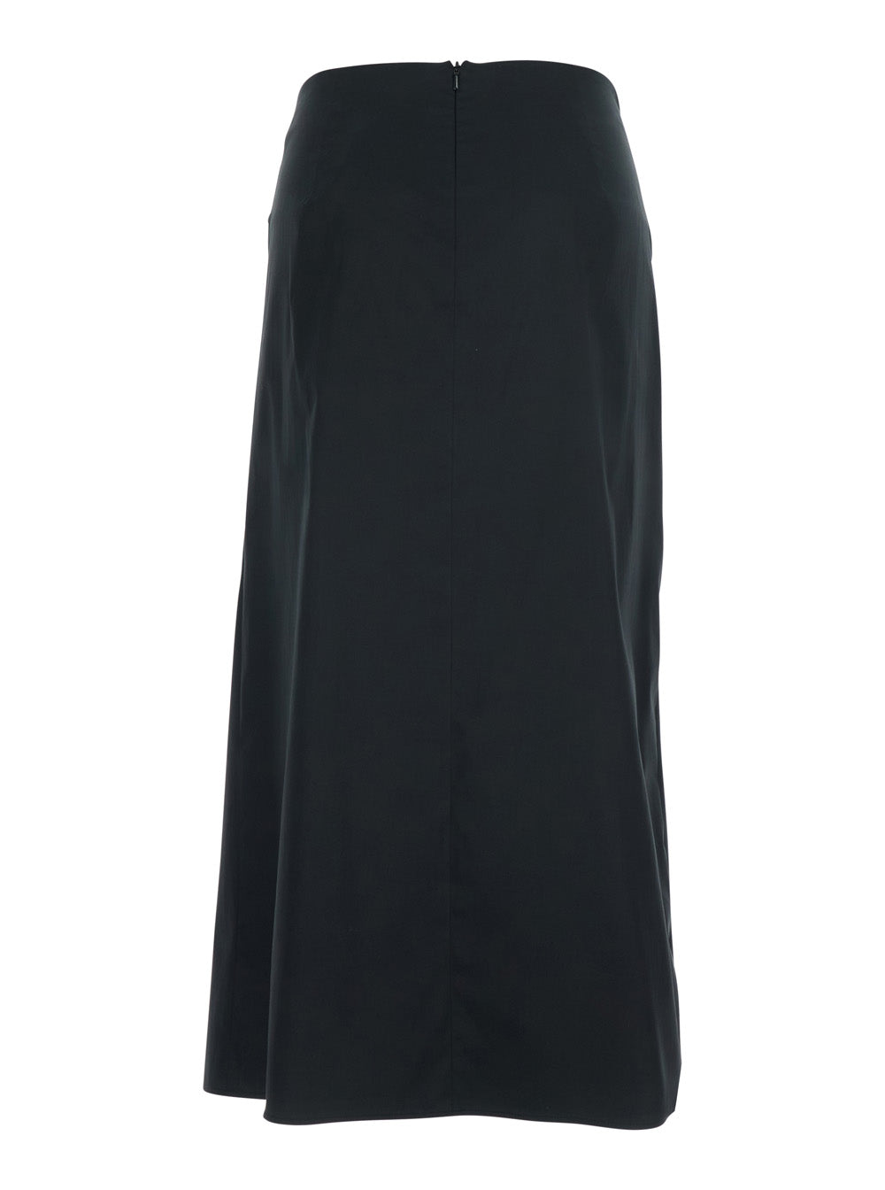 Max Mara Women Black Skirt With Bow Detail On The Front And Zip Closure On The Back In Stretch Cotton Blend For Women MAX MARA