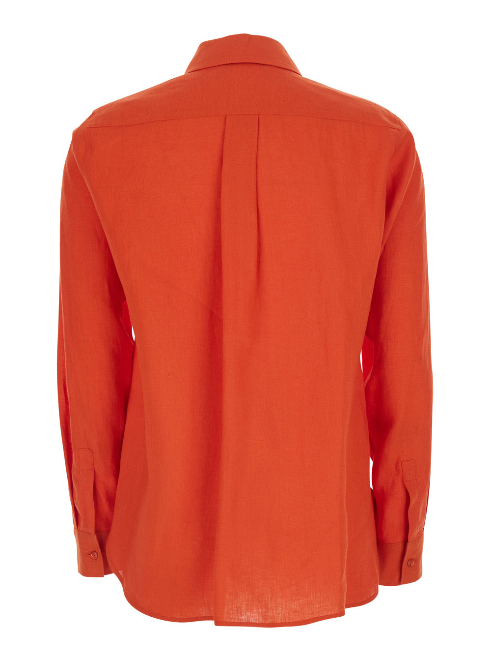 Max Mara Women Red Shirt With Classic Collar And Tone-On-Tone Logo Embroidery In Linen For Women MAX MARA