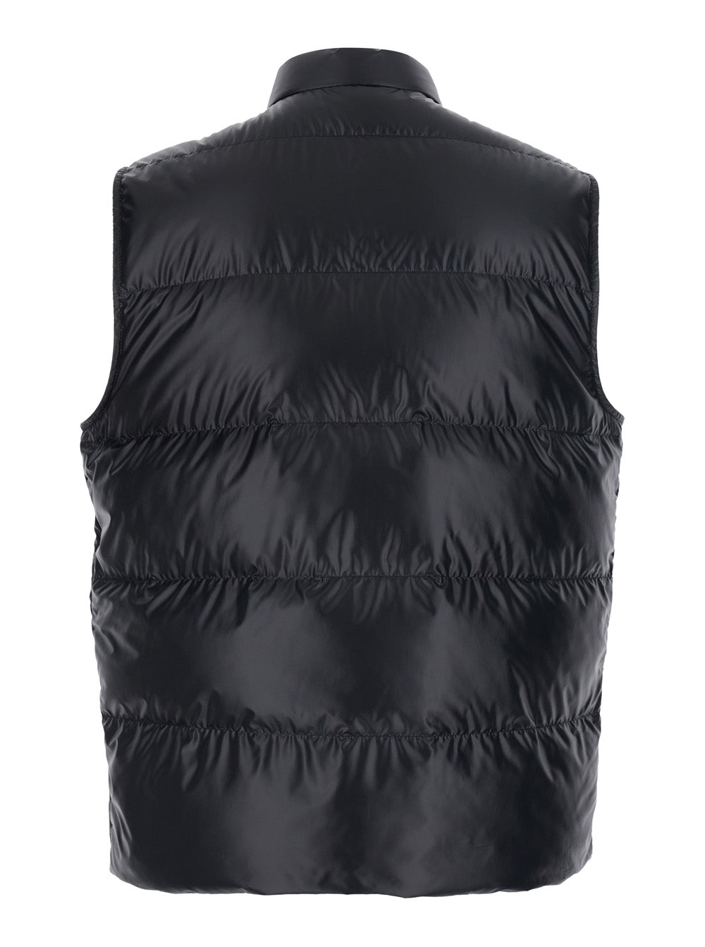 Moncler Men 'Restigo' Black Vest With Front Button Closure And Logo Patch On The Front In Tech Fabric Men MONCLER