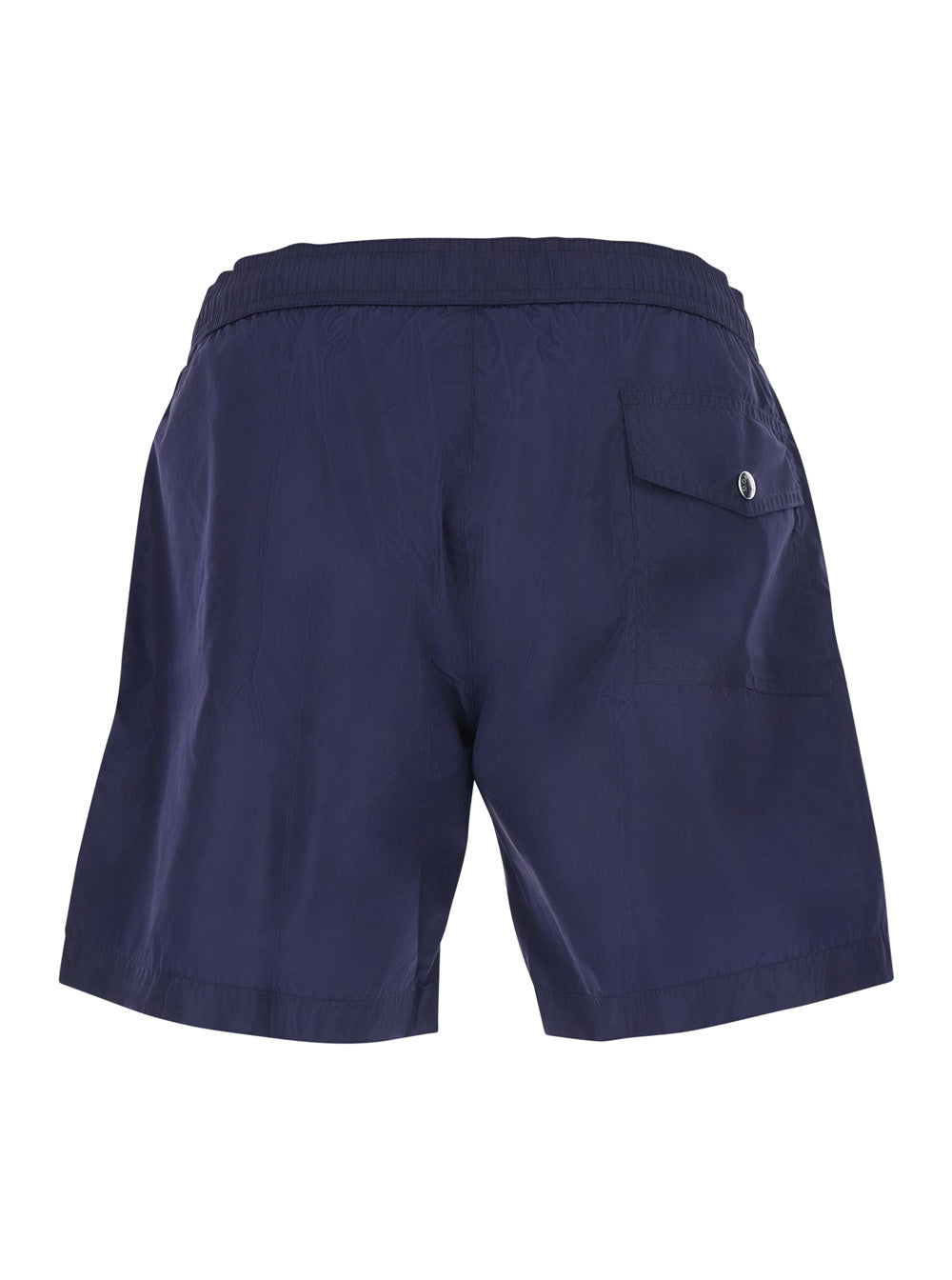 Moncler Men Blue Swim Shorts With Applied Logo Patch In Tech Fabric Man