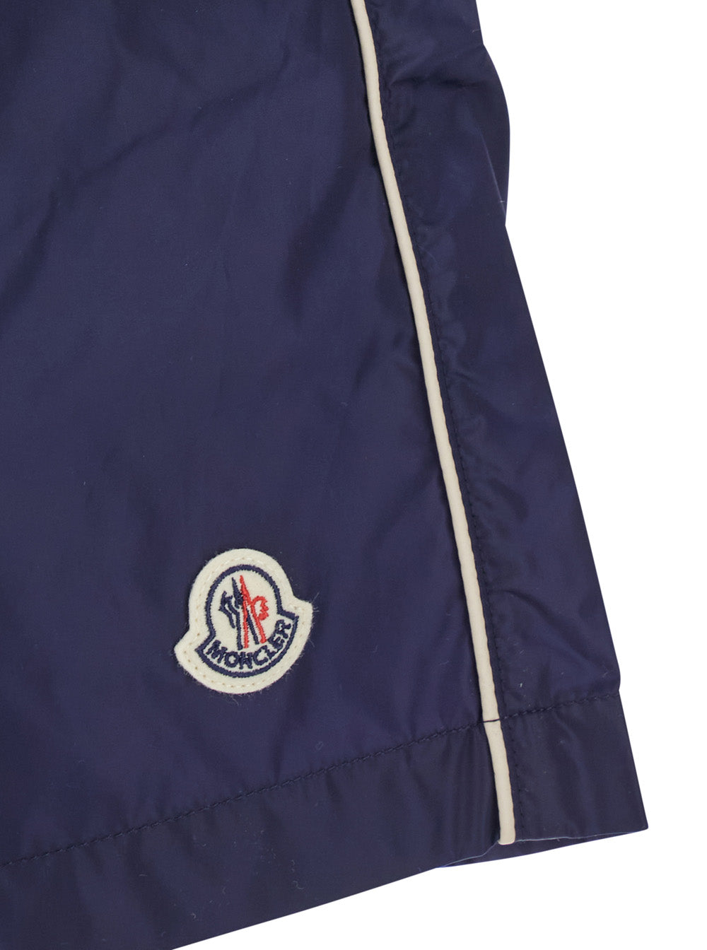 Moncler Men Blue Swim Shorts With Applied Logo Patch In Tech Fabric Man