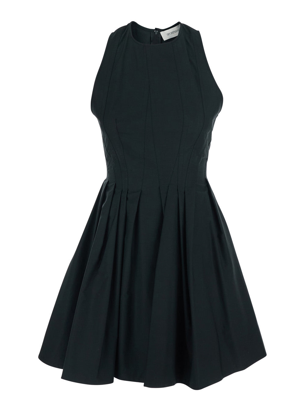 Sportmax Women 'Xara' Black Dress With Round Neckline And Pleated Design In Cotton Women SPORTMAX