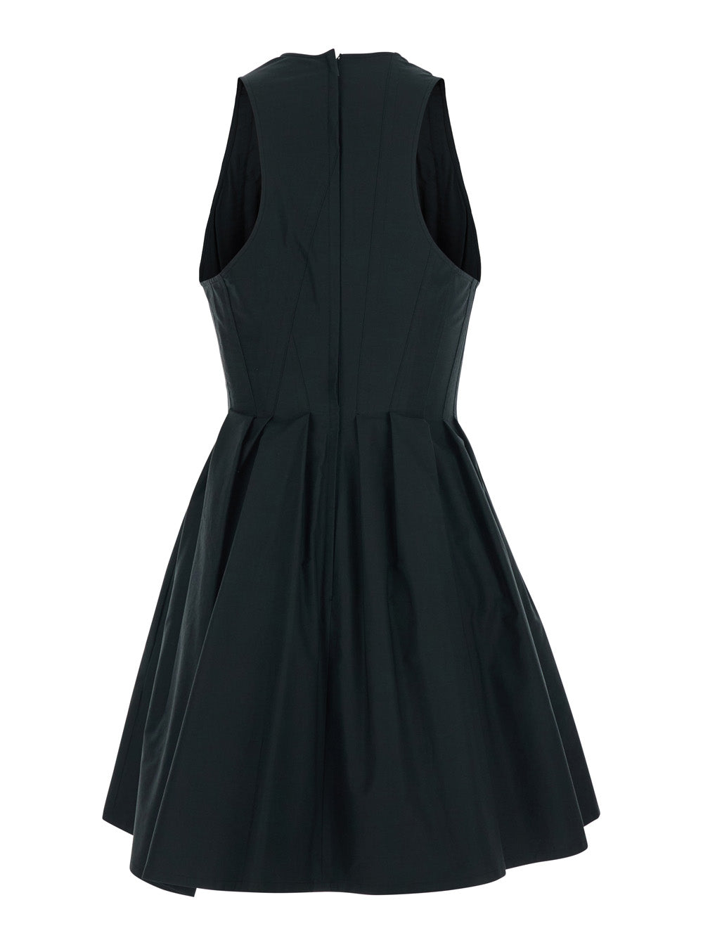 Sportmax Women 'Xara' Black Dress With Round Neckline And Pleated Design In Cotton Women SPORTMAX