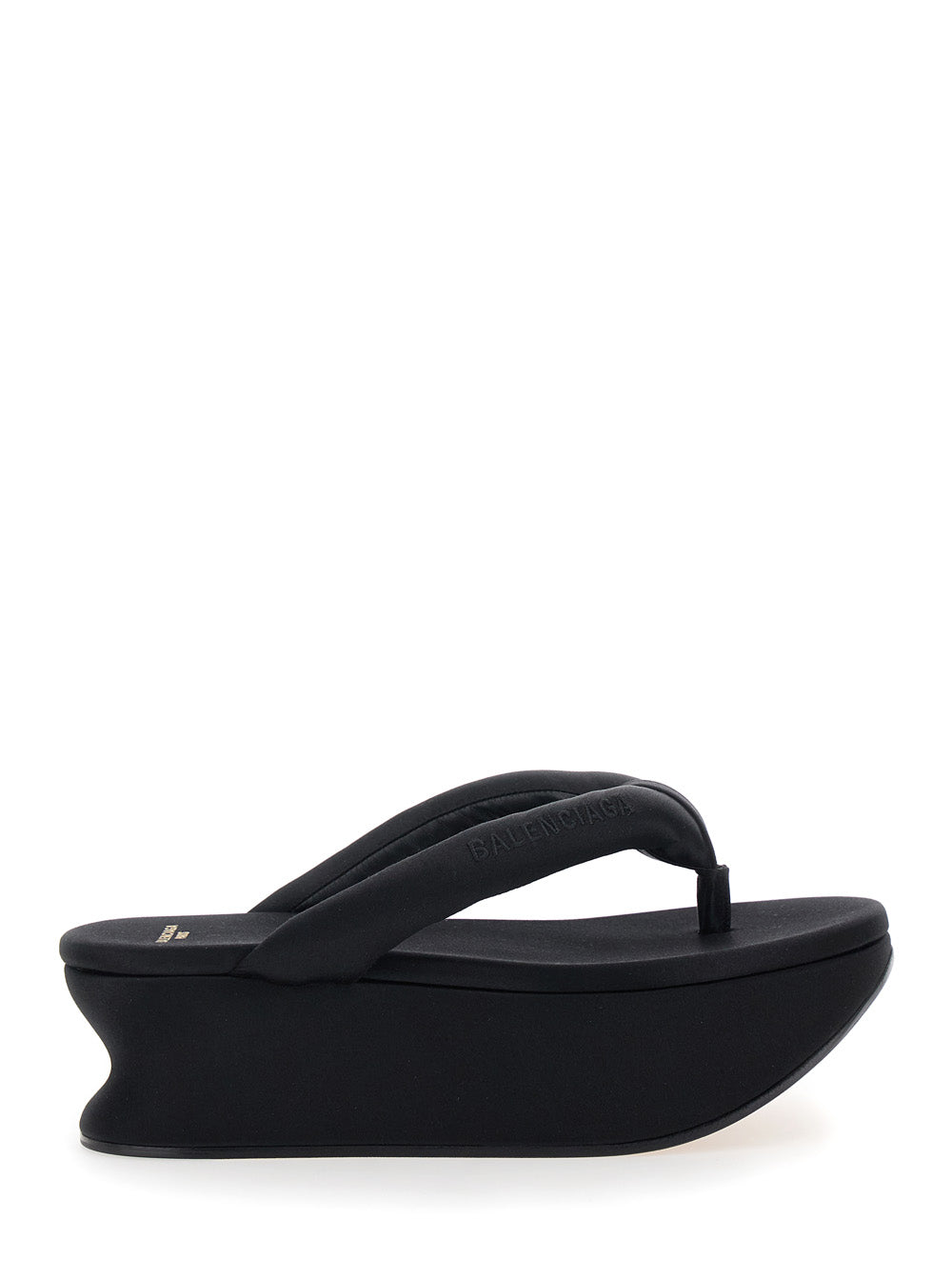 Balenciaga Women 'Gaeta' Black Wedges With Thong Design And Medium Heel In Viscose Blend For Women BALENCIAGA