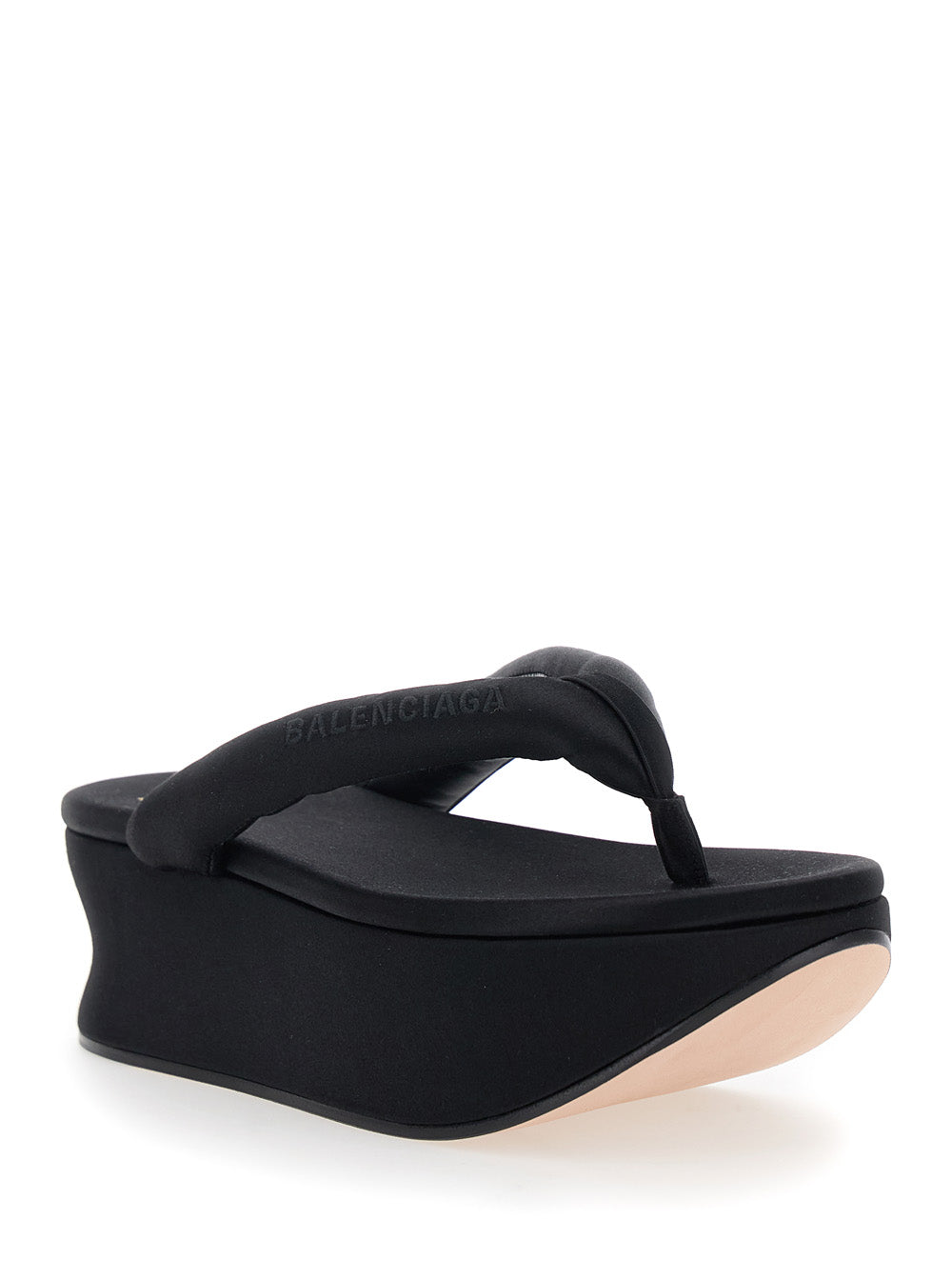 Balenciaga Women 'Gaeta' Black Wedges With Thong Design And Medium Heel In Viscose Blend For Women BALENCIAGA