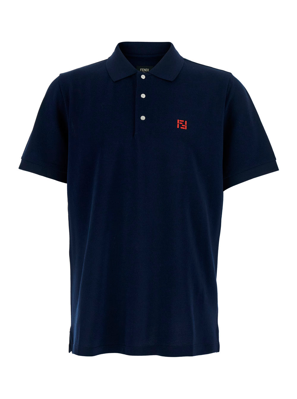 Fendi Men Blue Polo With Classic Collar And Logo On The Front In Cotton Men FENDI