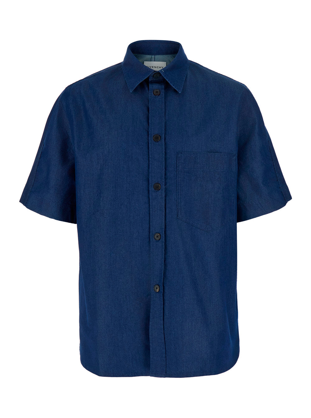 Givenchy Men Blue Shirt With Pointed Collar And Logo Print On The Back In Cotton And Fabric Blend For Men GIVENCHY