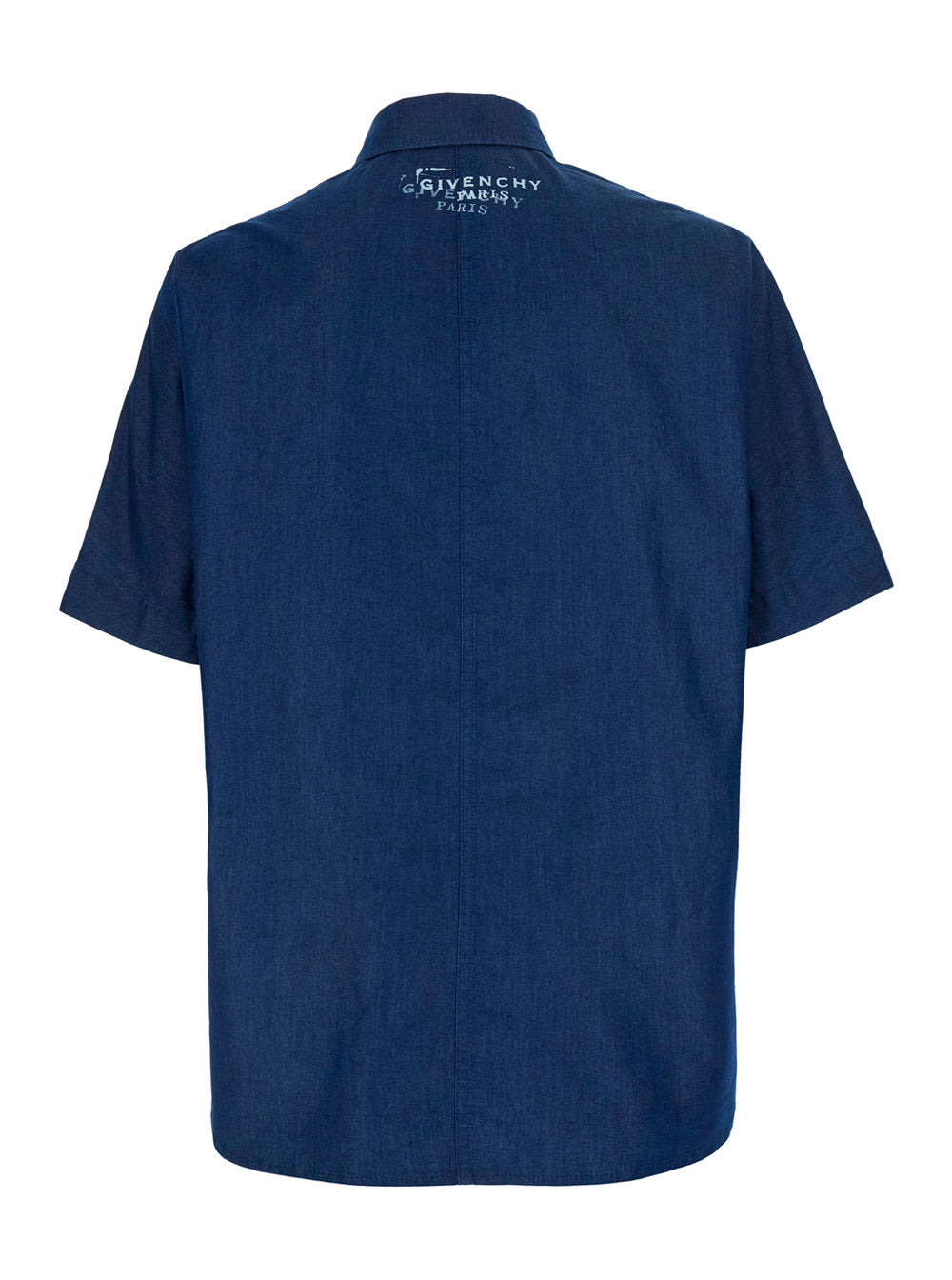 Givenchy Men Blue Shirt With Pointed Collar And Logo Print On The Back In Cotton And Fabric Blend For Men GIVENCHY