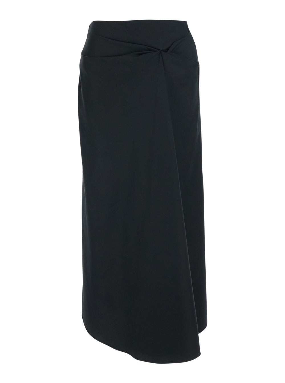 Max Mara Women Black Skirt With Bow Detail On The Front And Zip Closure On The Back In Stretch Cotton Blend For Women MAX MARA