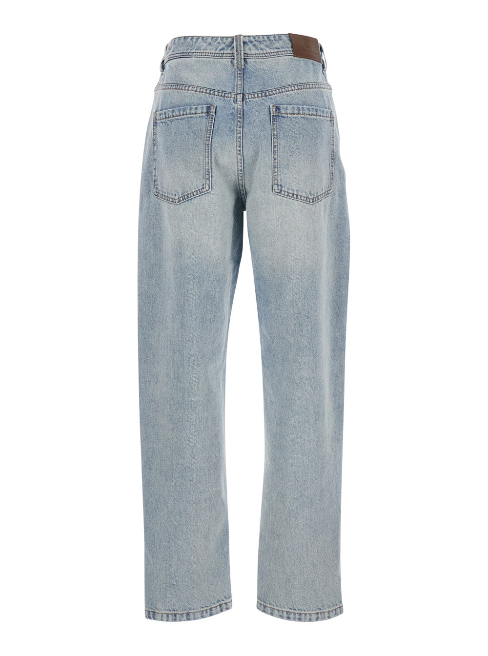 Brunello Cucinelli Women Light Blue Jeans With Logo Patch On The Back And Contrasting Stitching In Denim For Women BRUNELLO CUCINELLI