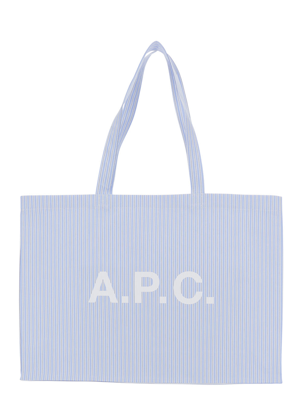A.P.C. Men 'Diane 2.0' Light Blue Tote Bag With All-Over Striped Motif And Logo Lettering On The Front In Cotton For Men A.P.C.
