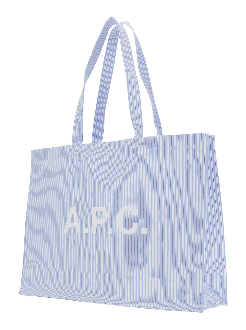 A.P.C. Men 'Diane 2.0' Light Blue Tote Bag With All-Over Striped Motif And Logo Lettering On The Front In Cotton For Men A.P.C.