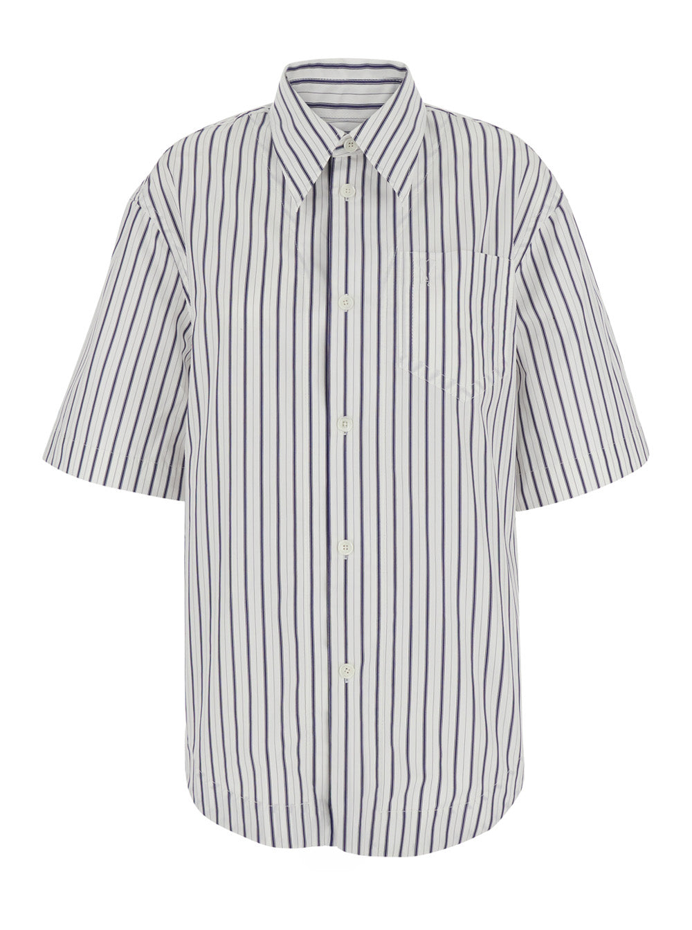 Ami Paris Women White Shirt With Classic Collar And All-Over Striped Pattern In Cotton For Women AMI PARIS