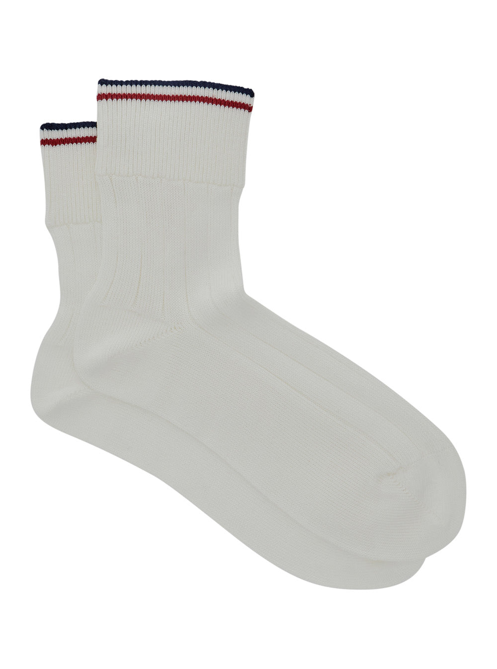 Brunello Cucinelli Women White Socks With Striped Detail And Ribbed Knit In Cotton For Women BRUNELLO CUCINELLI