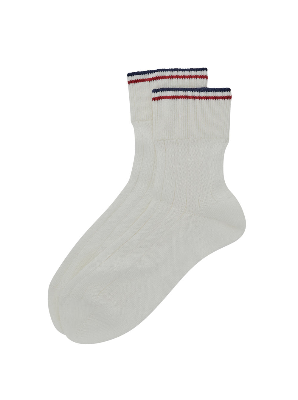 Brunello Cucinelli Women White Socks With Striped Detail And Ribbed Knit In Cotton For Women BRUNELLO CUCINELLI