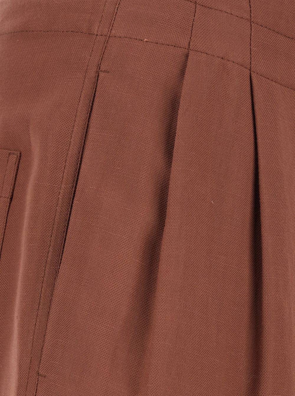 Brunello Cucinelli Women Brick Red Wide Leg Pants With Zip Button Closure And Drawstring In Linen Blend For Women BRUNELLO CUCINELLI