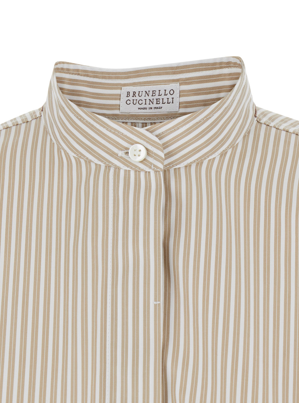 Brunello Cucinelli Women Beige Shirt With Button Collar And All-Over Striped Motif In Cotton For Women BRUNELLO CUCINELLI