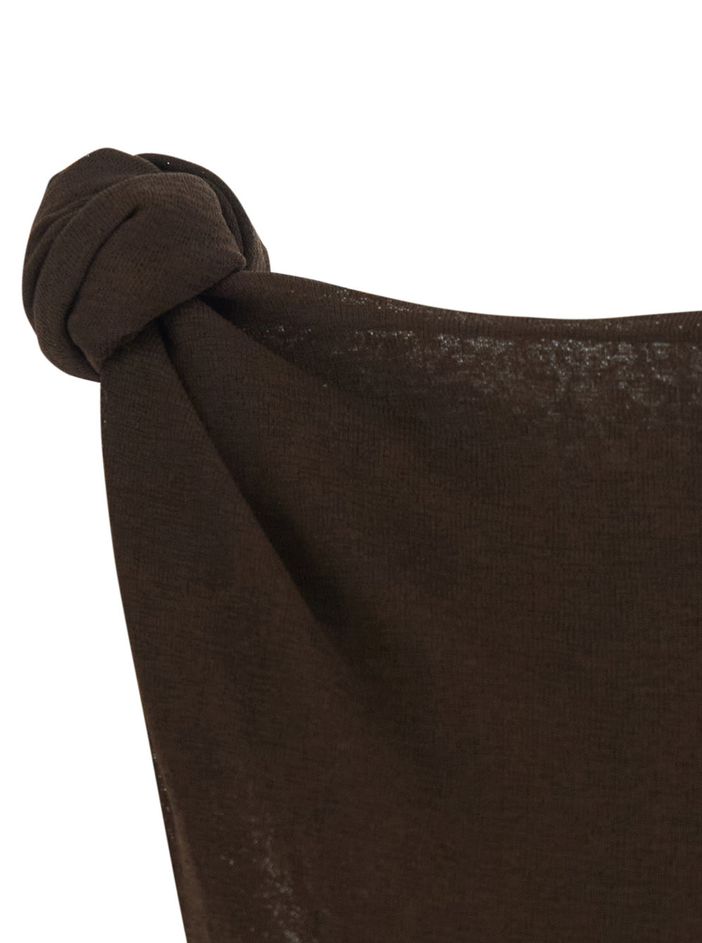 Ganni Women 'Marl' Brown Long Dress With Layered Design And Knot Detail In Tech Fabric Women GANNI