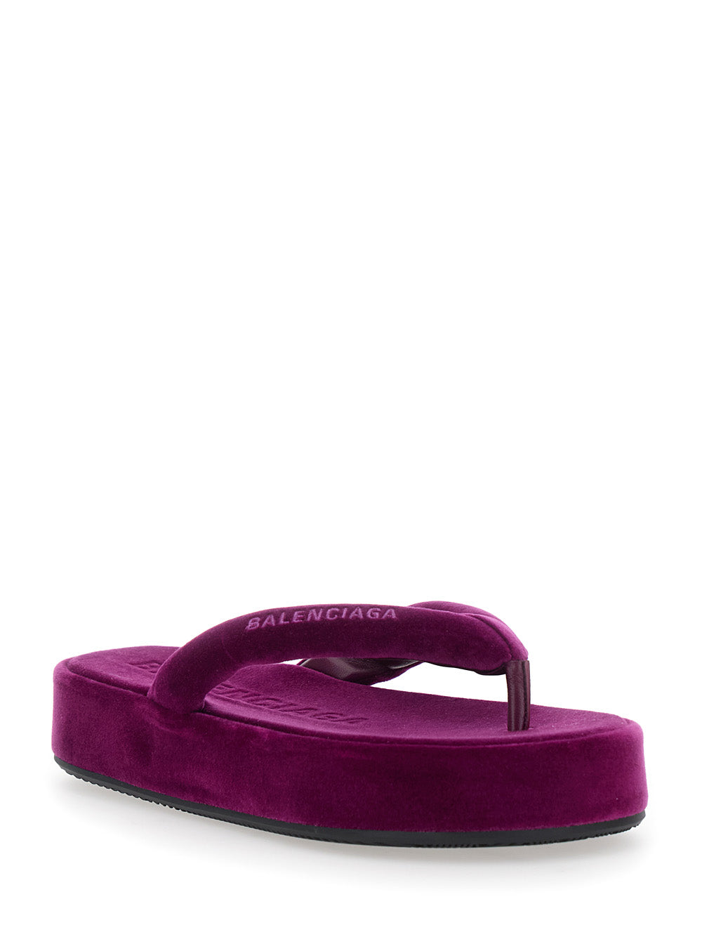 Balenciaga Women 'Jet Leg' Violet Sandals With Thong Design And Logo Lettering On The Strap In Cotton Blend For Women BALENCIAGA