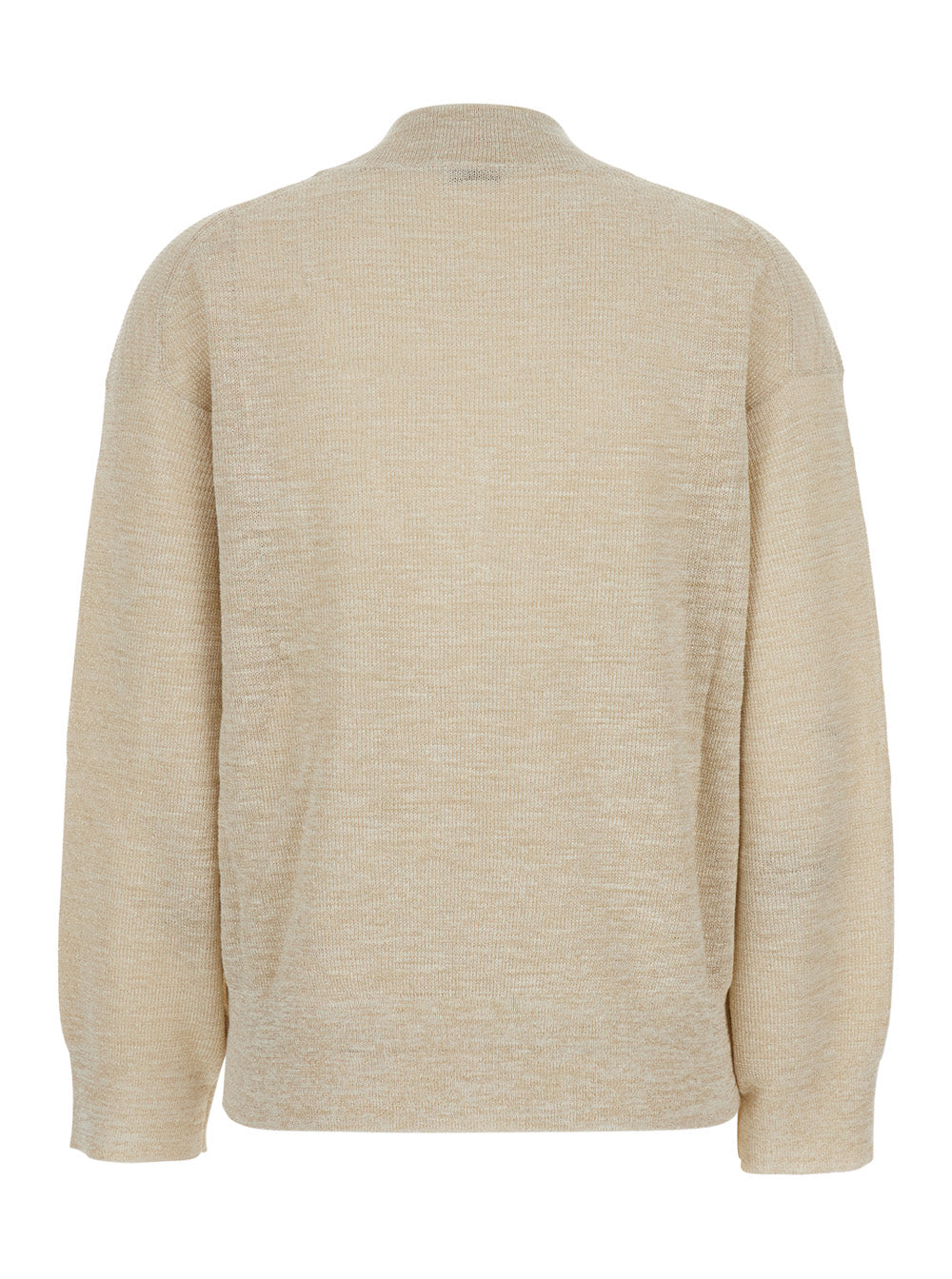 Brunello Cucinelli Women Beige Sweater With V Neck In Linen Blend For Women BRUNELLO CUCINELLI