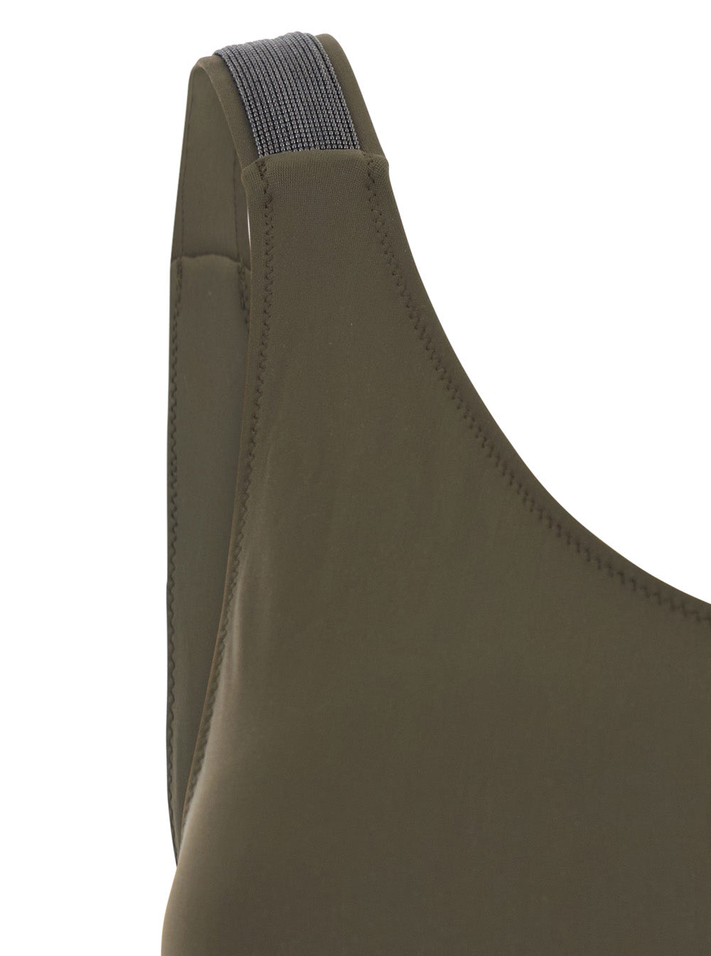 Brunello Cucinelli Women Green One-Piece Swimsuit With Monil Decoration On The Straps In Stretch Tech Fabric For Women BRUNELLO CUCINELLI