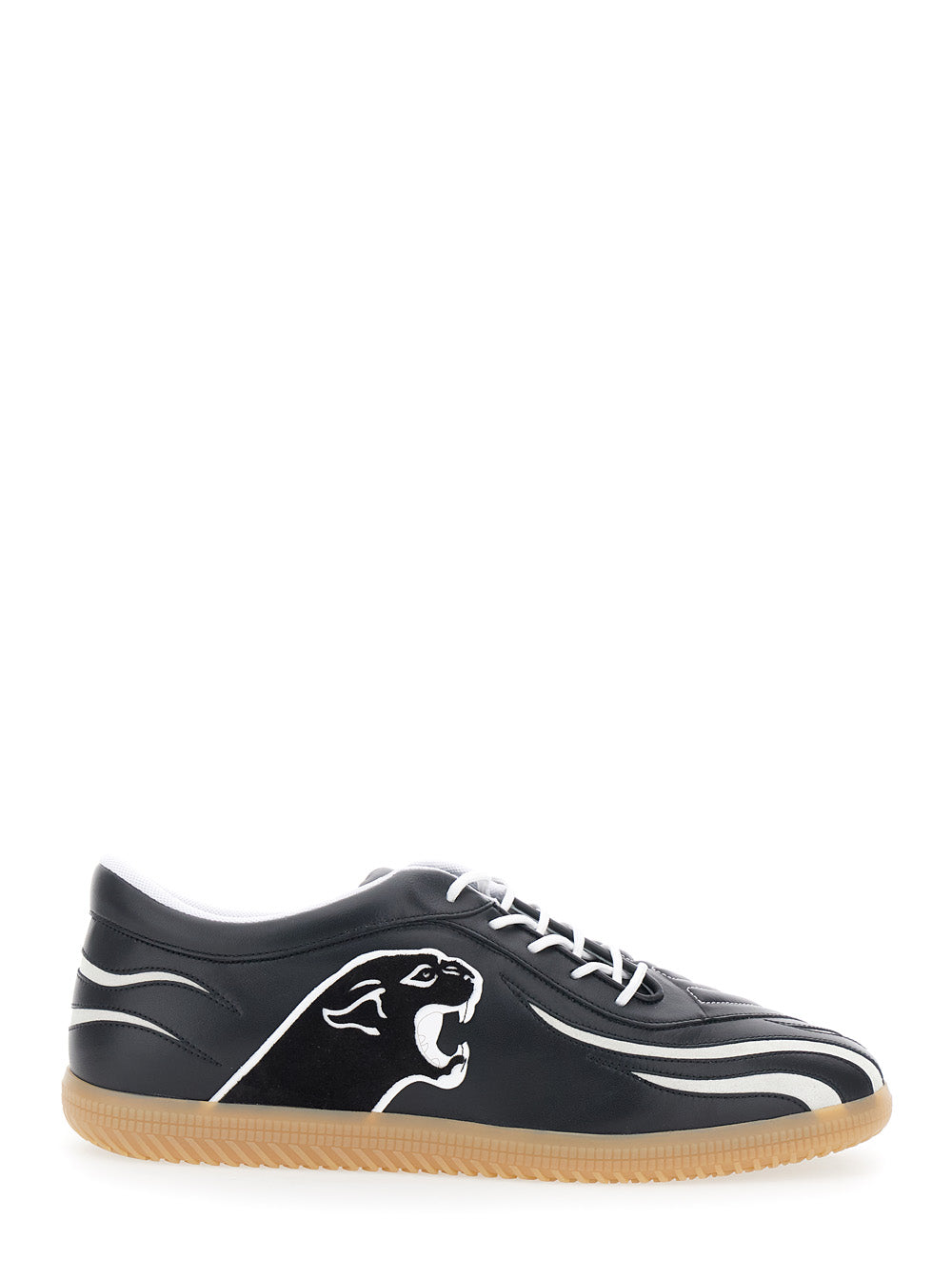 Valentino Garavani Men Black Low Top Sneakers With Panther Patch Detail On The Side And Flame Motif In  Leather For Men VALENTINO GARAVANI