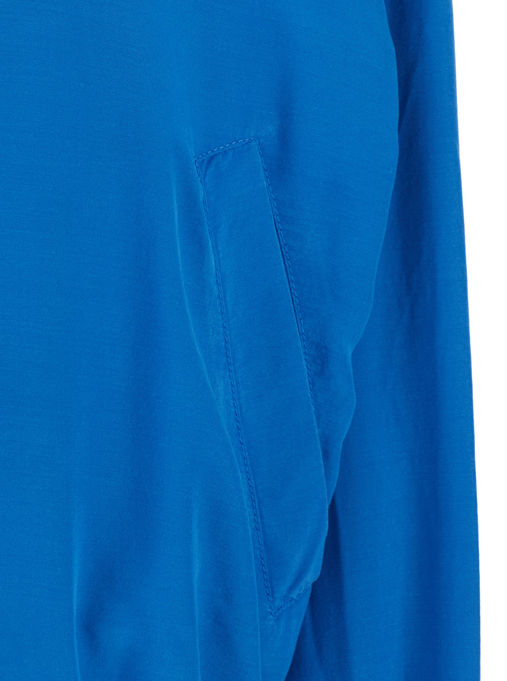 Versace Women Blue Bomber Jacket With Ribbed Collar And Logo On The Back In Silk For Men VERSACE
