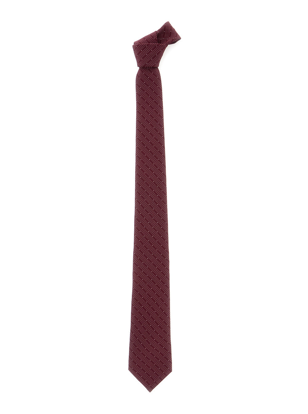 Saint Laurent Men Bordeaux Tie With All-Over Polka Dot Motif In Silk For Men SAINT LAURENT