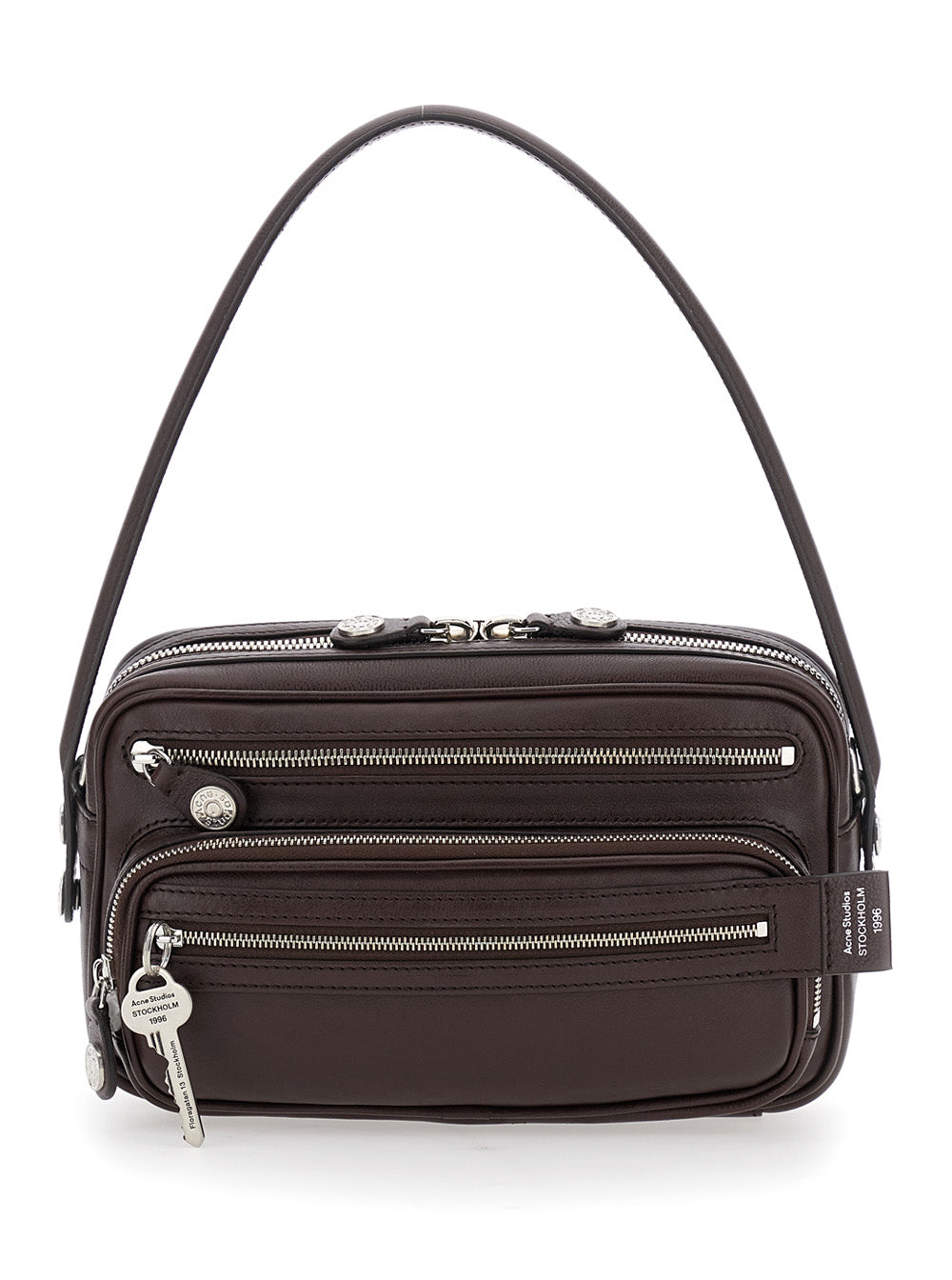 Acne Studios Women Shoulder Bag With Logo Plate On The Front In Brown Leather For Women ACNE STUDIOS