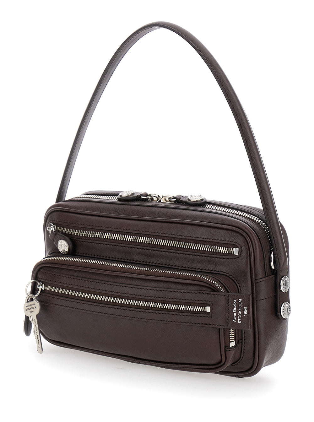 Acne Studios Women Shoulder Bag With Logo Plate On The Front In Brown Leather For Women ACNE STUDIOS