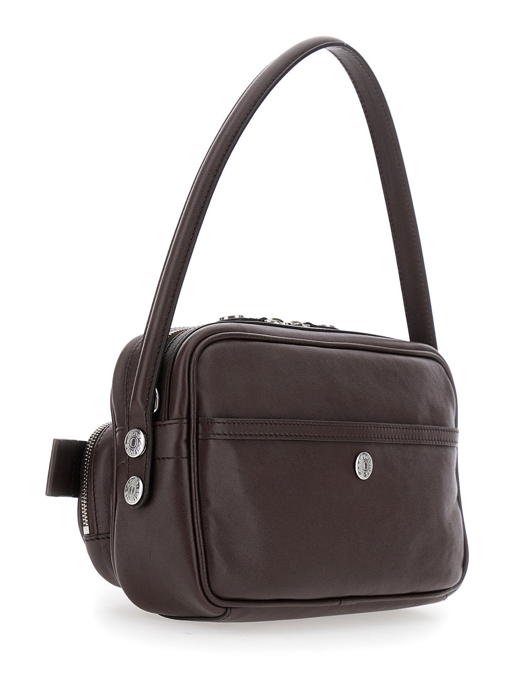 Acne Studios Women Shoulder Bag With Logo Plate On The Front In Brown Leather For Women ACNE STUDIOS