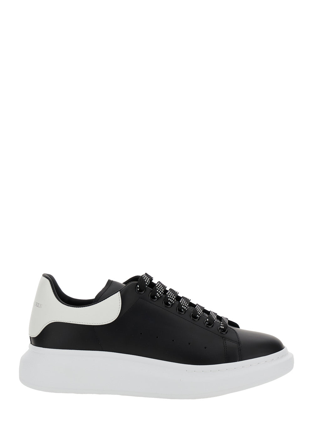 Alexander Mcqueen Men Low Top Sneaker With Logo Lettering On The Tongue In Black Leather For Men ALEXANDER MCQUEEN
