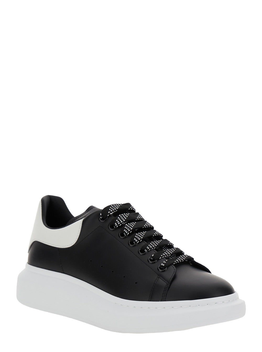 Alexander Mcqueen Men Low Top Sneaker With Logo Lettering On The Tongue In Black Leather For Men ALEXANDER MCQUEEN