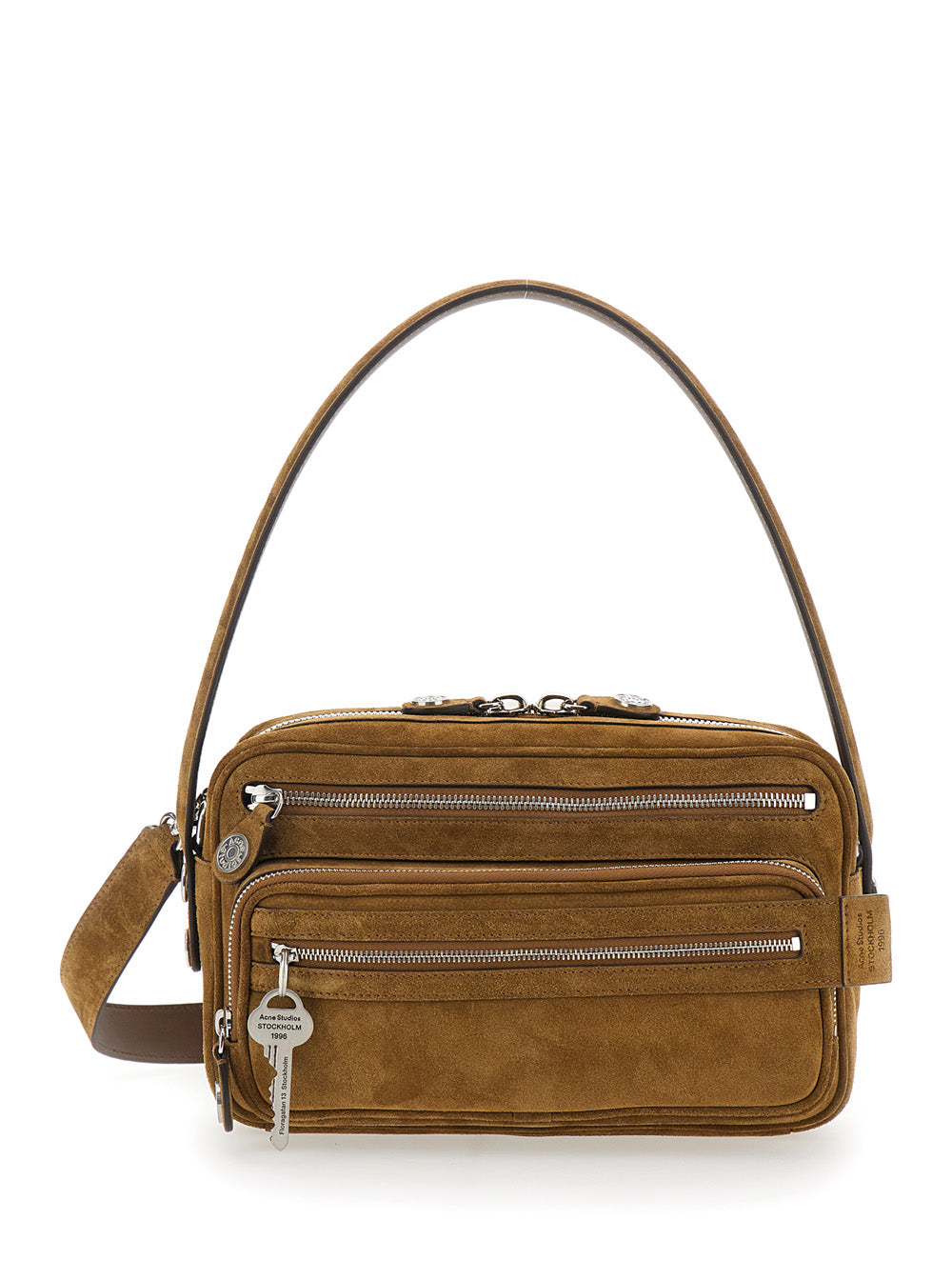 Acne Studios Women Crossbody Bag 'Camero Party' With Front Pockets In Brown Suede For Women ACNE STUDIOS