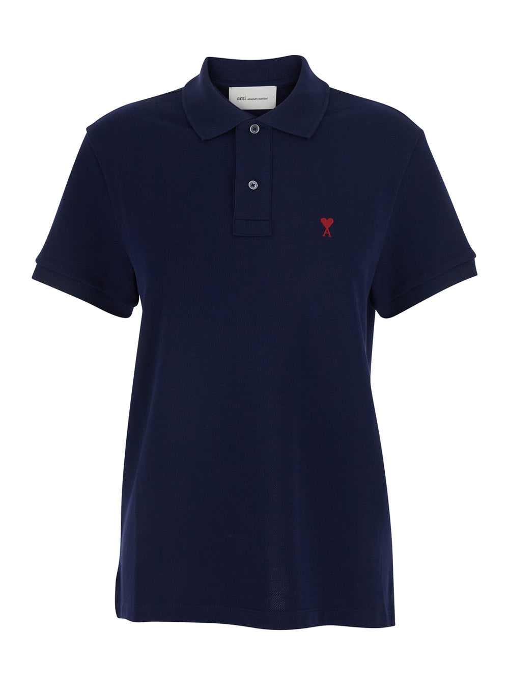 Ami Paris Men Polo With Classic Collar And Adc Embroidery On The Front In Blue Cotton For Women AMI PARIS