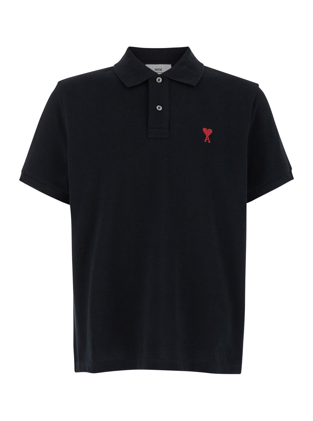Ami Paris Men Polo Shirt With Embroidered Adc Logo On The Front In Black Cotton For Men AMI PARIS