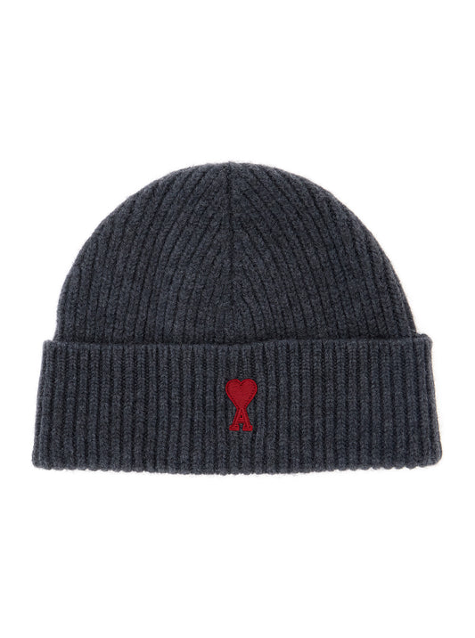 Ami Paris Men Gray Wool Adc Embroidered Beanie For Women AMI PARIS