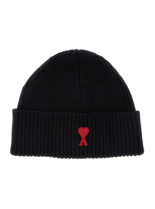 Ami Paris Men Black Wool Cap With Brim And Cuff For Men AMI PARIS