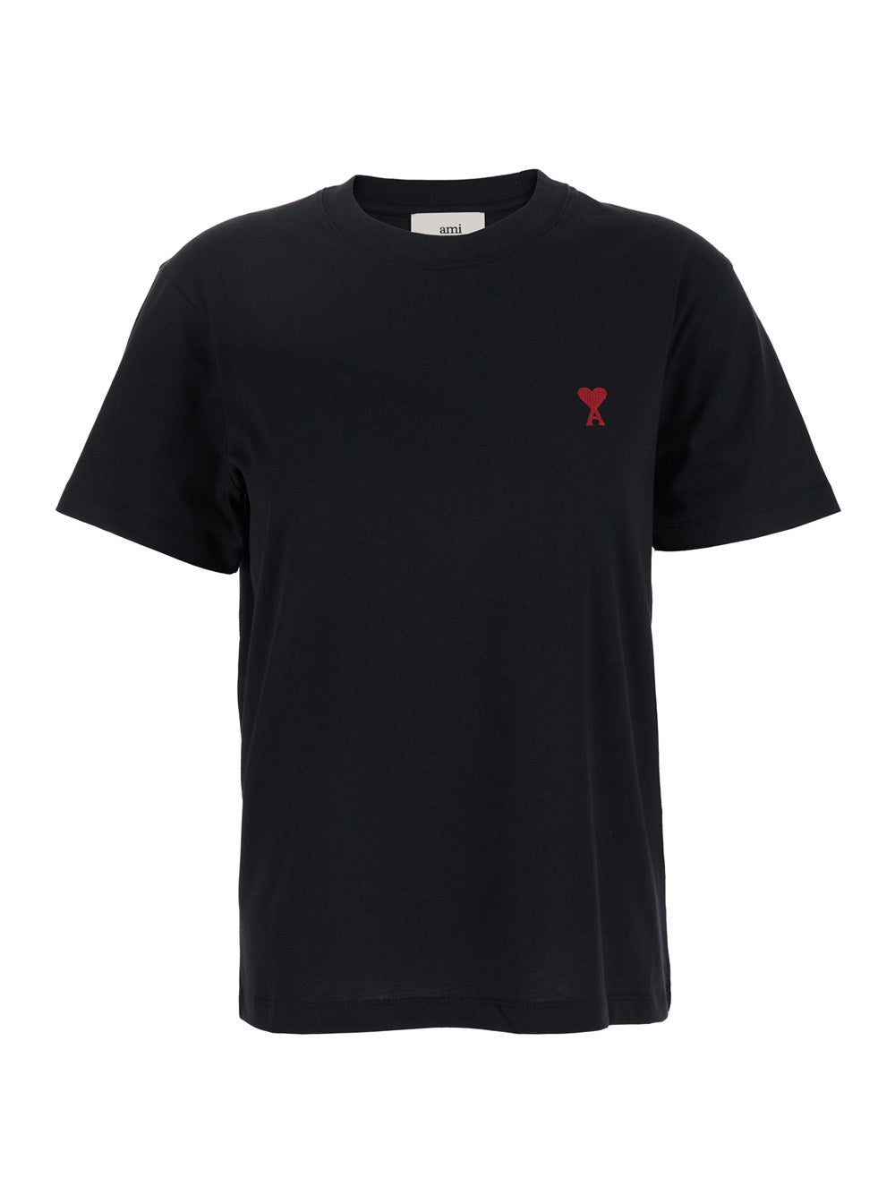 Ami Paris Men T-Shirt With Ami De Coeur Embroidery On The Front In Black Cotton For Women AMI PARIS