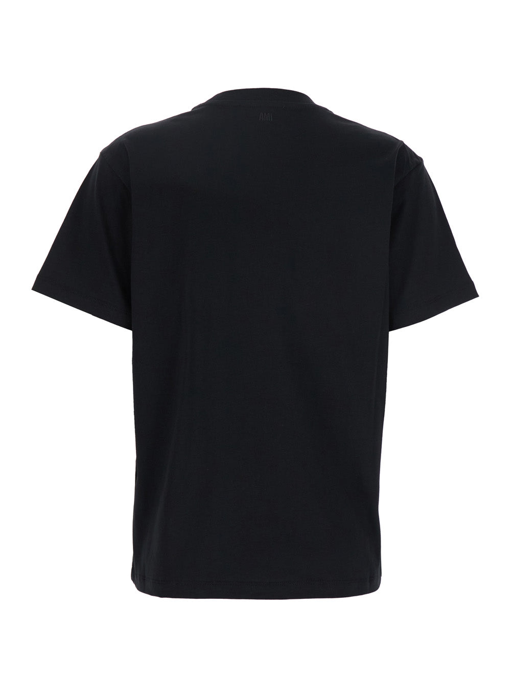 Ami Paris Men T-Shirt With Ami De Coeur Embroidery On The Front In Black Cotton For Women AMI PARIS