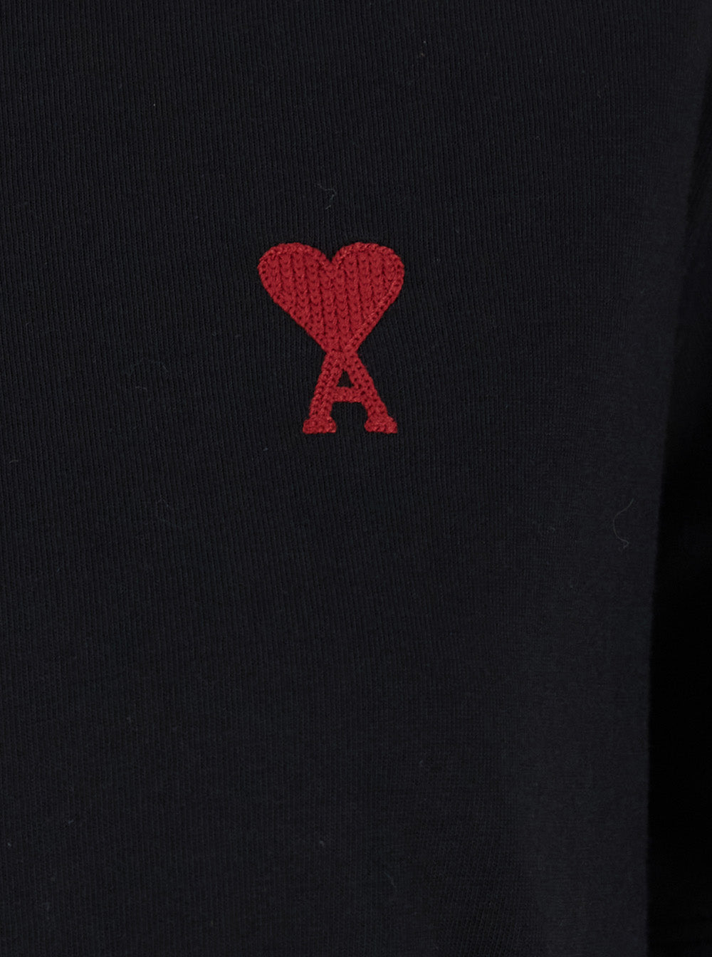 Ami Paris Men T-Shirt With Ami De Coeur Embroidery On The Front In Black Cotton For Women AMI PARIS