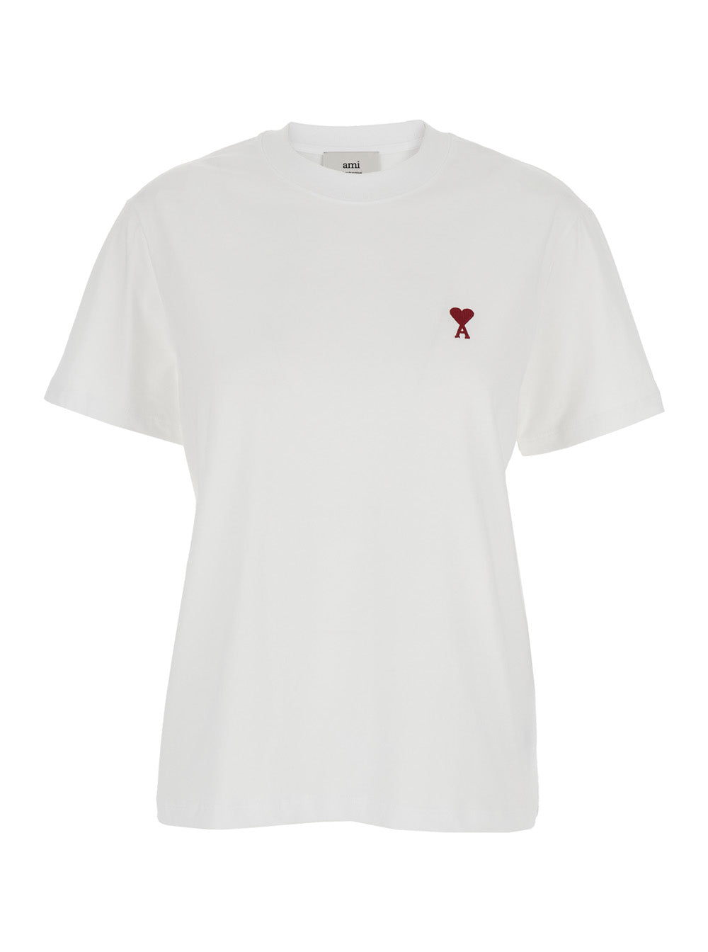 Ami Paris Men T-Shirt With Ami De Coeur Embroidery On The Front In White Cotton For Men AMI PARIS