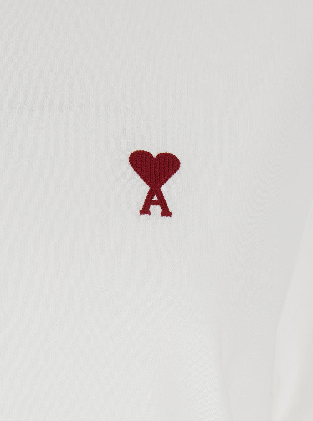 Ami Paris Men T-Shirt With Ami De Coeur Embroidery On The Front In White Cotton For Men AMI PARIS