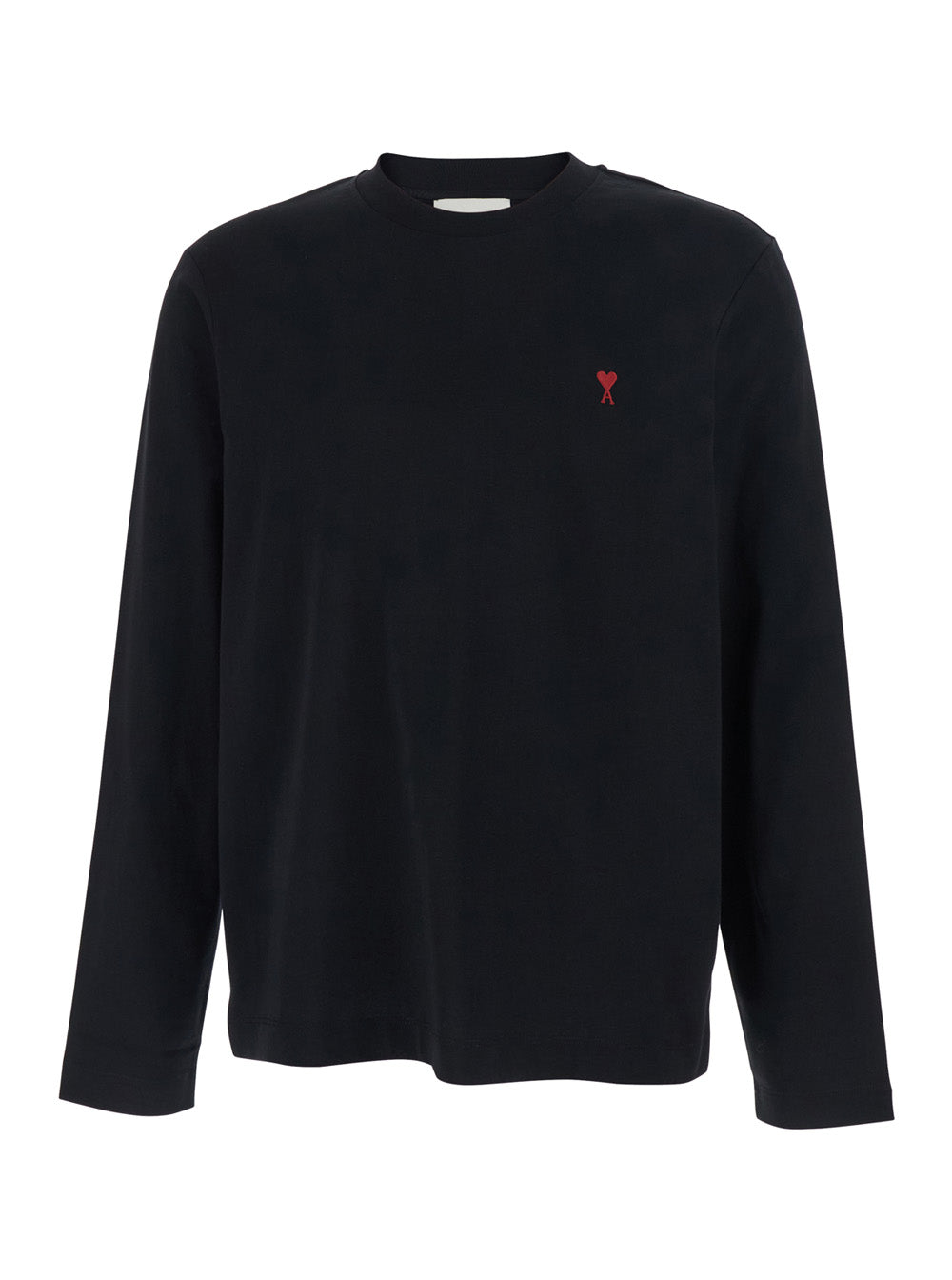 Ami Paris Men Long Sleeve T-Shirt With Ami De Coeur Logo On The Front In Black Cotton For Men AMI PARIS