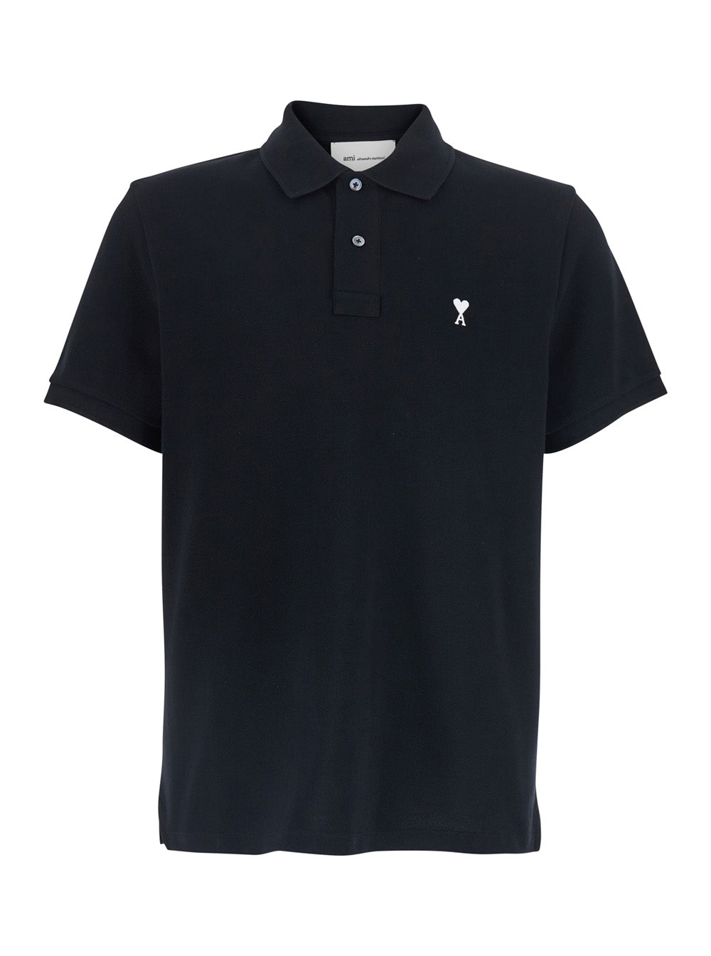 Ami Paris Men Polo Shirt With Ami De Coeur Logo Embroidered On The Front In Black Cotton For Men AMI PARIS